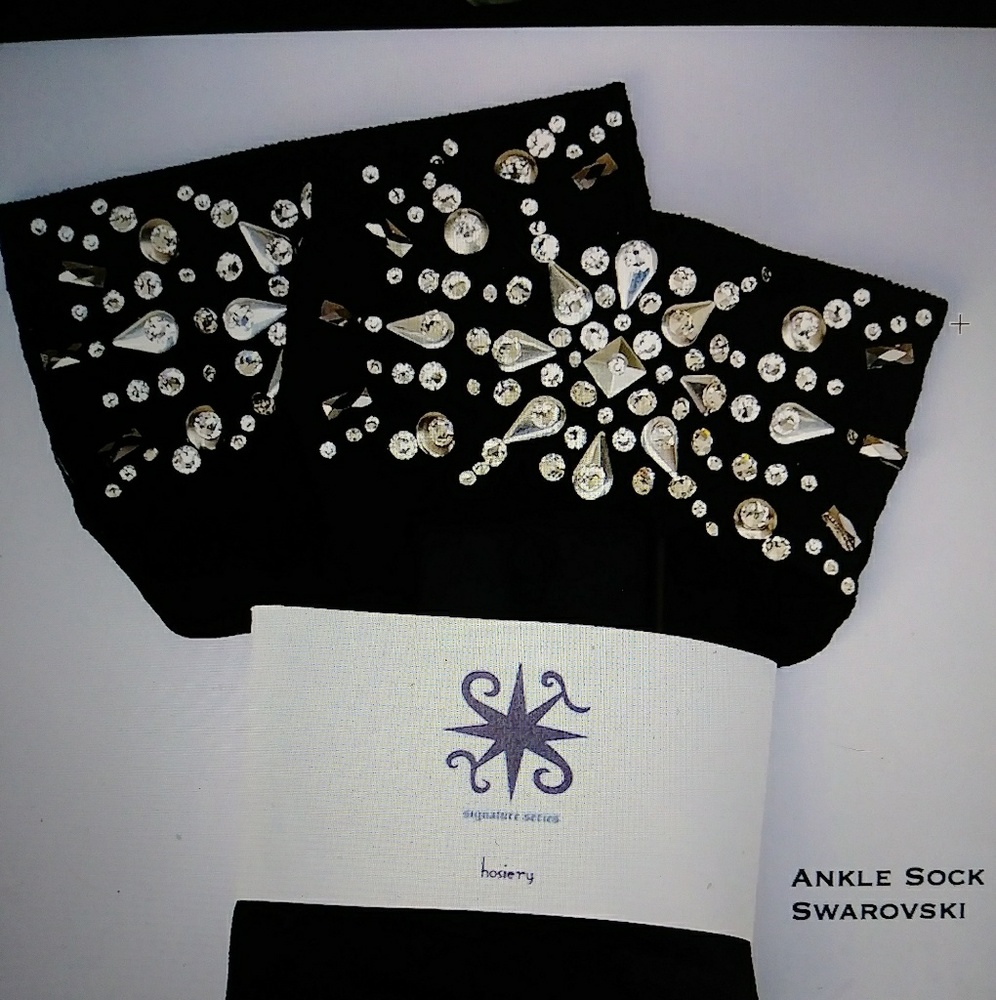 Swarovski embellished black ankle socks